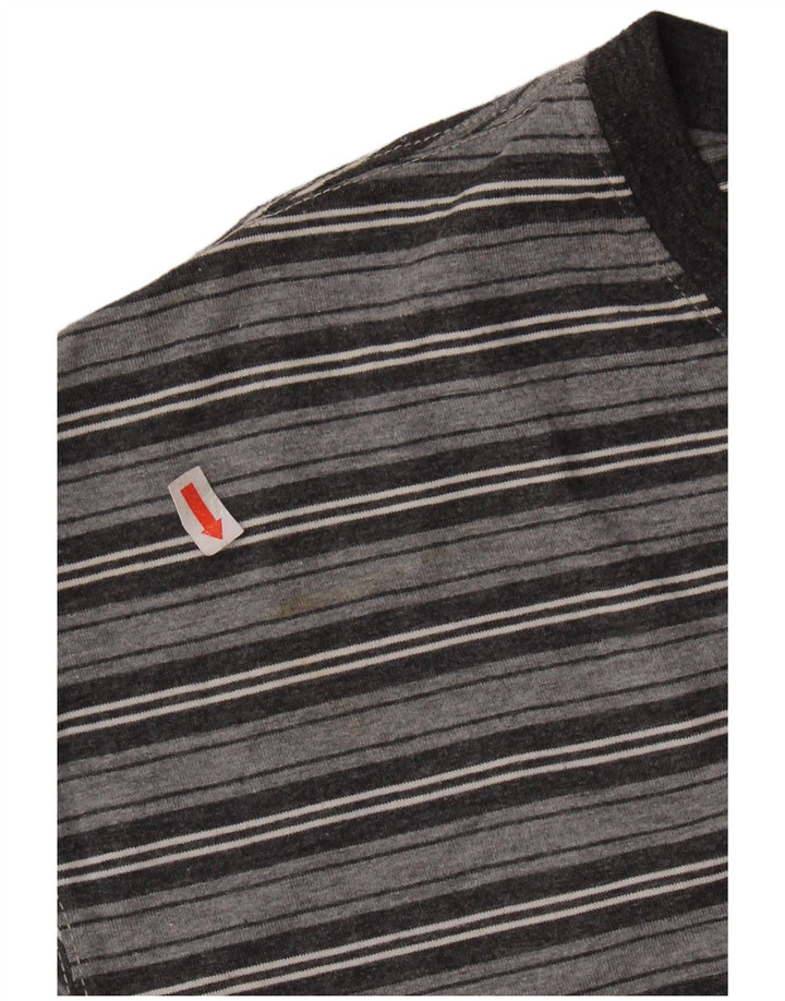 CALVIN KLEIN Mens T-Shirt Top Large Grey Striped Cotton