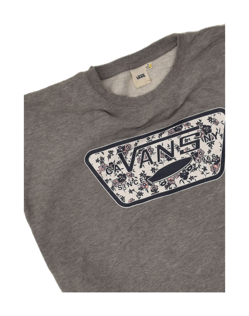 VANS Womens Graphic Sweatshirt Jumper UK 10 Small Grey Vintage Vans and Second-Hand Vans from Messina Hembry 