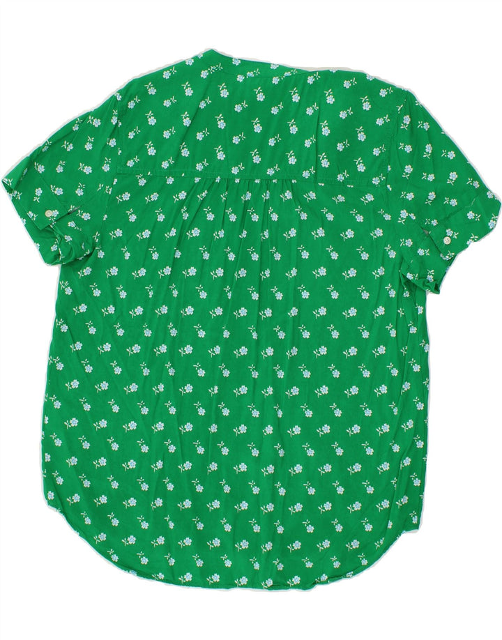 J. CREW Womens Blouse Top UK 10 Small Green Floral Viscose Vintage J. Crew and Second-Hand J. Crew from Messina Hembry 