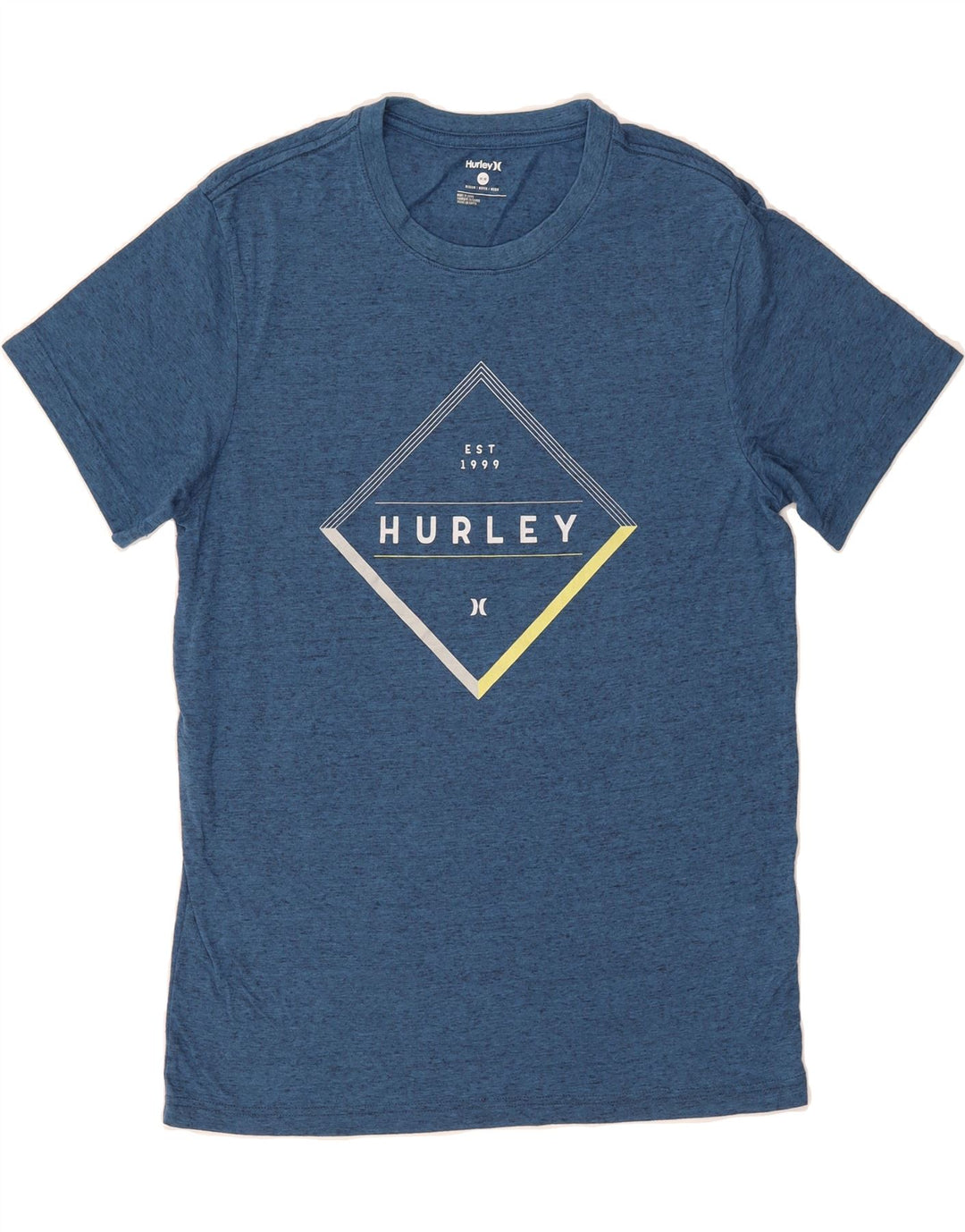 HURLEY Mens Graphic T-Shirt Top Medium Blue Polyester Vintage Hurley and Second-Hand Hurley from Messina Hembry 