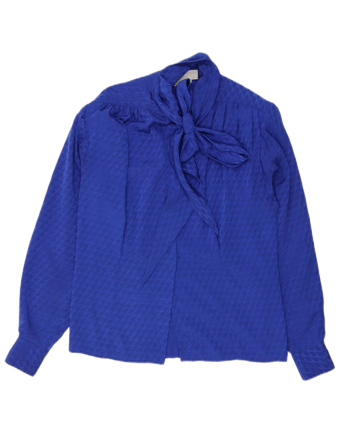 Evan Picone Womens Front Tie Shirt Blouse US 4 Small Blue Houndstooth