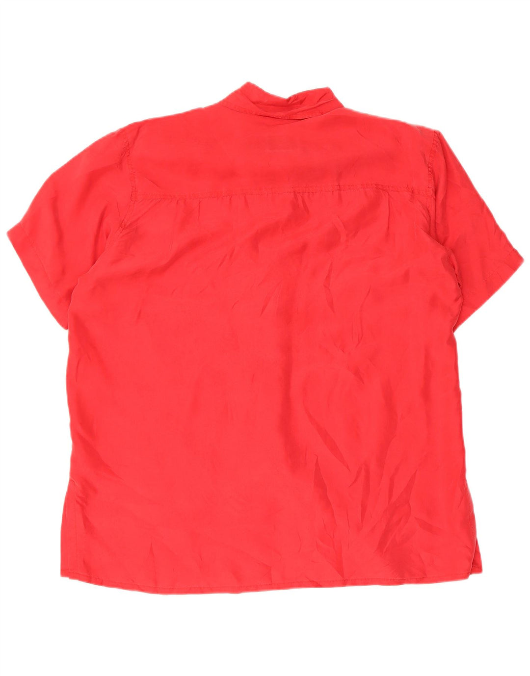 Brugi Womens Short Sleeve Oversized Shirt Blouse UK 10 Small Red Silk