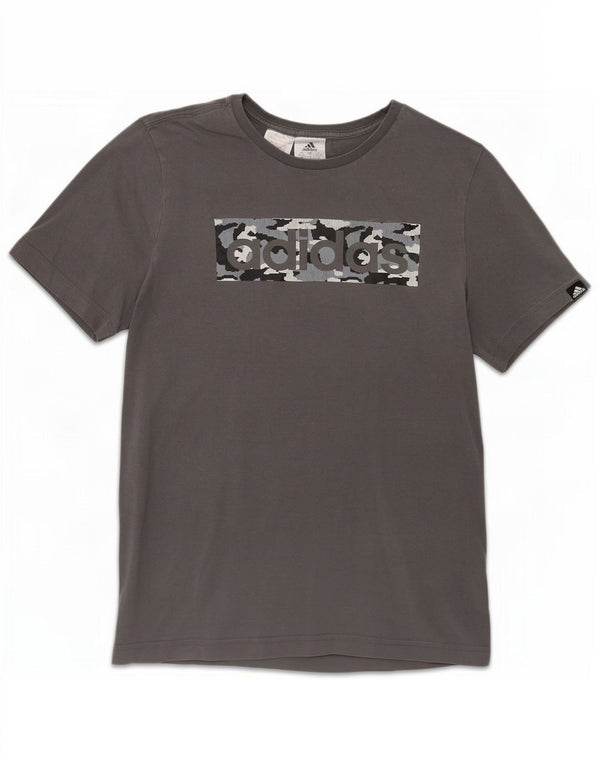 Adidas Boys Graphic T-Shirt Top 13-14 Years Grey Cotton