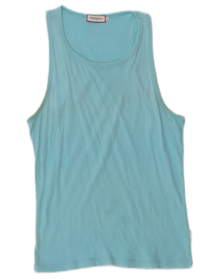 MAX & CO. Womens Vest Top UK 12 Medium Blue Cotton