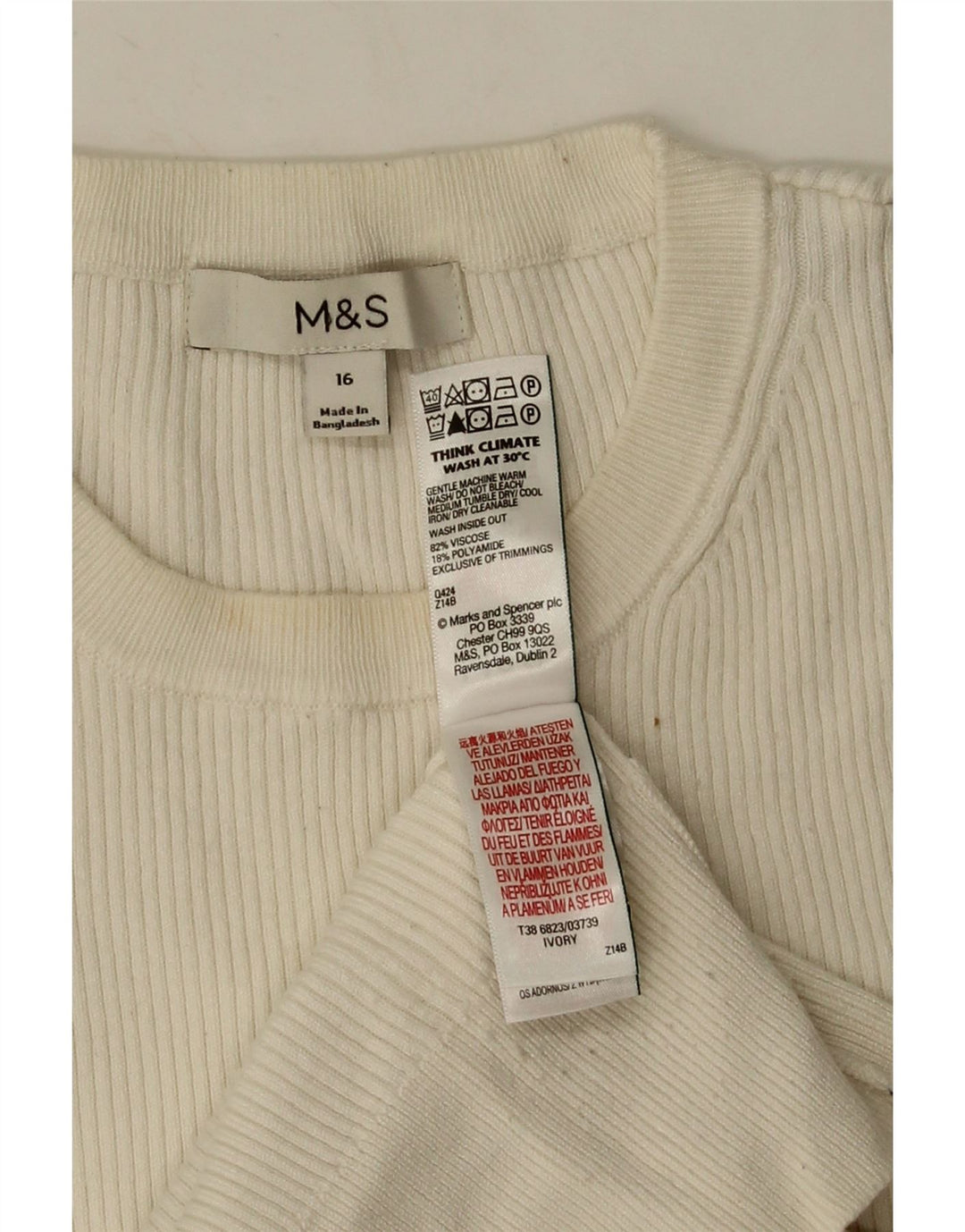 Marks & Spencer Womens Top Long Sleeve UK 16 Large  White Viscose