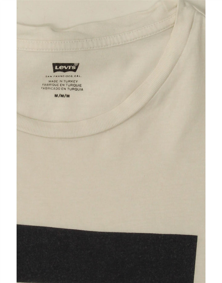 LEVI'S Womens Crop Graphic T-Shirt Top UK 12 Medium White Cotton Vintage Levi's and Second-Hand Levi's from Messina Hembry 