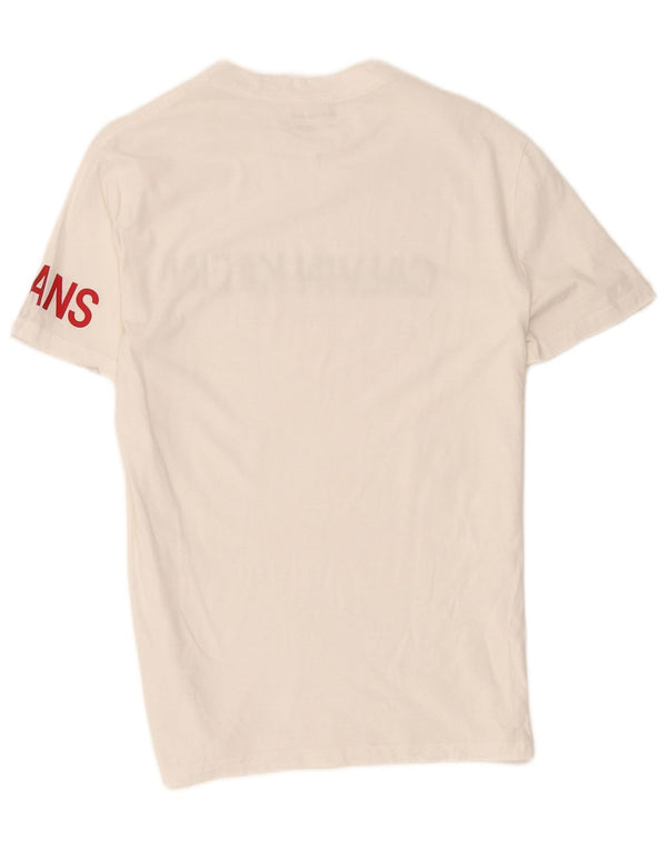 Calvin Klein Jeans Mens Graphic T-Shirt Top Small White Cotton