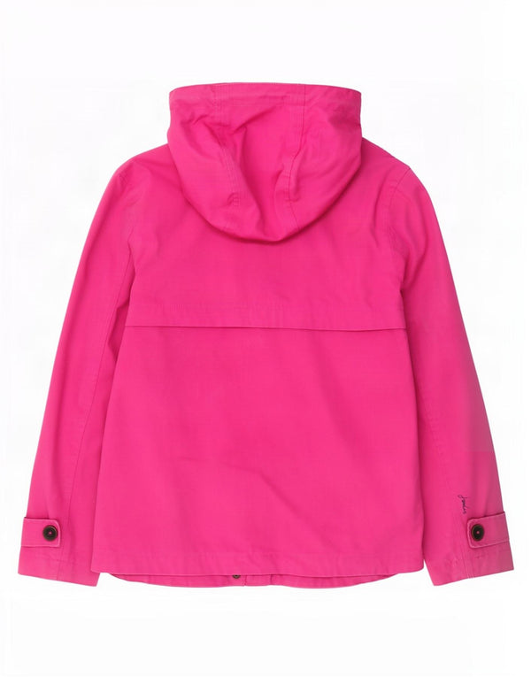 Joules Womens Hooded Rain Jacket UK 10 Small Pink Cotton