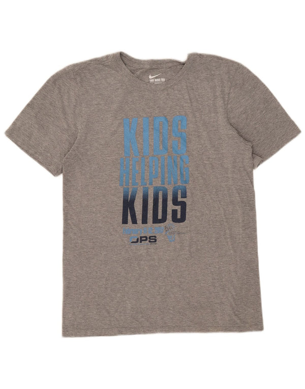 Nike Mens Athletic Cut Graphic T-Shirt Top Small Grey Flecked Cotton