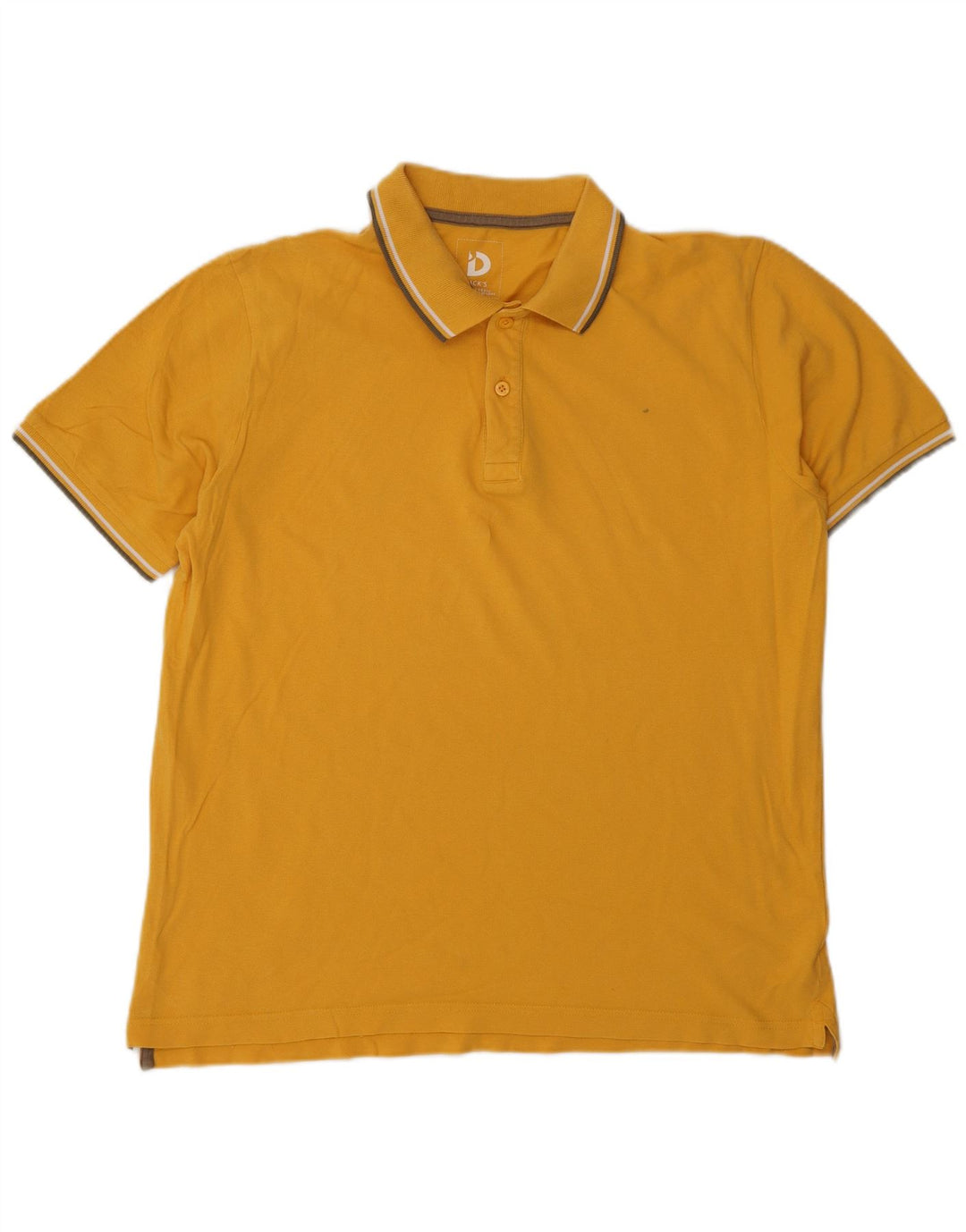 DACK'S Mens Polo Shirt Large Yellow Cotton