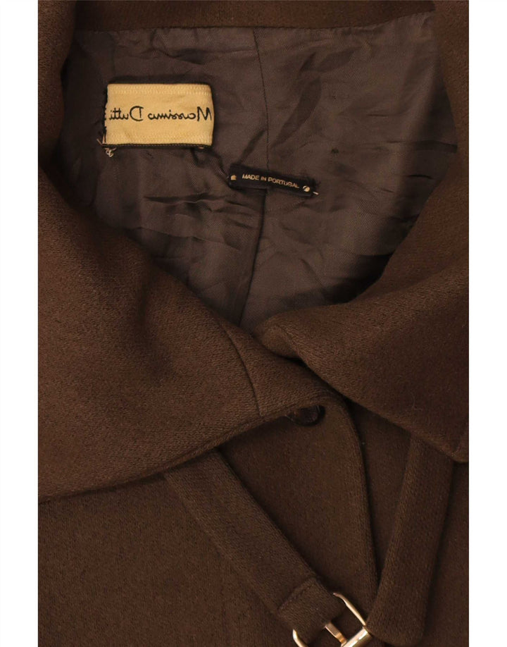 Massimo Dutti Womens Oversized Overcoat UK 10 Small Khaki Wool