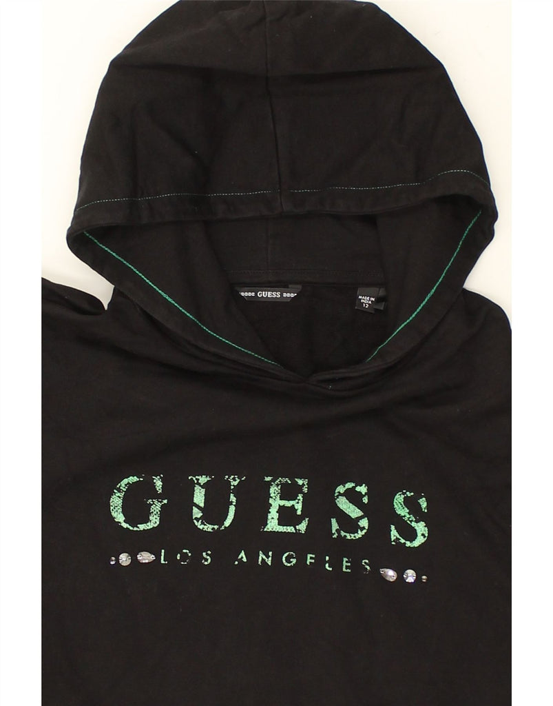 GUESS Girls Graphic Hoodie Jumper 11-12 Years Black | Vintage Guess | Thrift | Second-Hand Guess | Used Clothing | Messina Hembry 