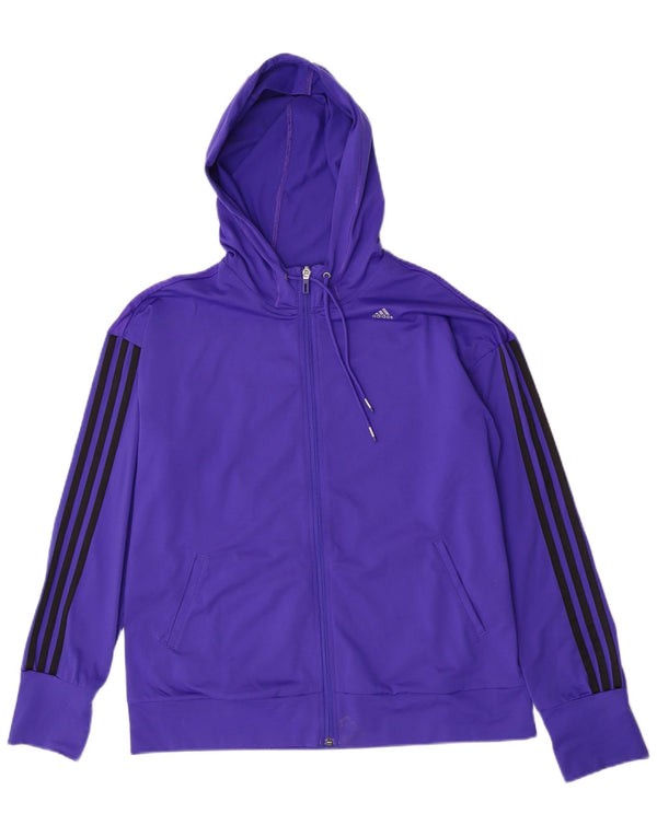 Adidas Womens Climacool Zip Hoodie Sweater UK 20/22 XL Purple Striped