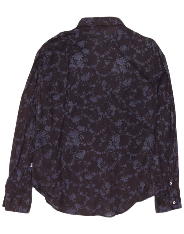 CERRUTI 1881 Mens Shirt XL Navy Blue Floral Cotton