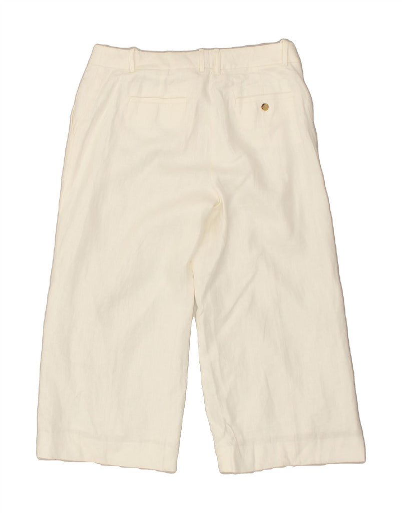 J. CREW Womens Straight Capri Trousers US 10 Large W32 L22 White Linen | Vintage J. Crew | Thrift | Second-Hand J. Crew | Used Clothing | Messina Hembry 