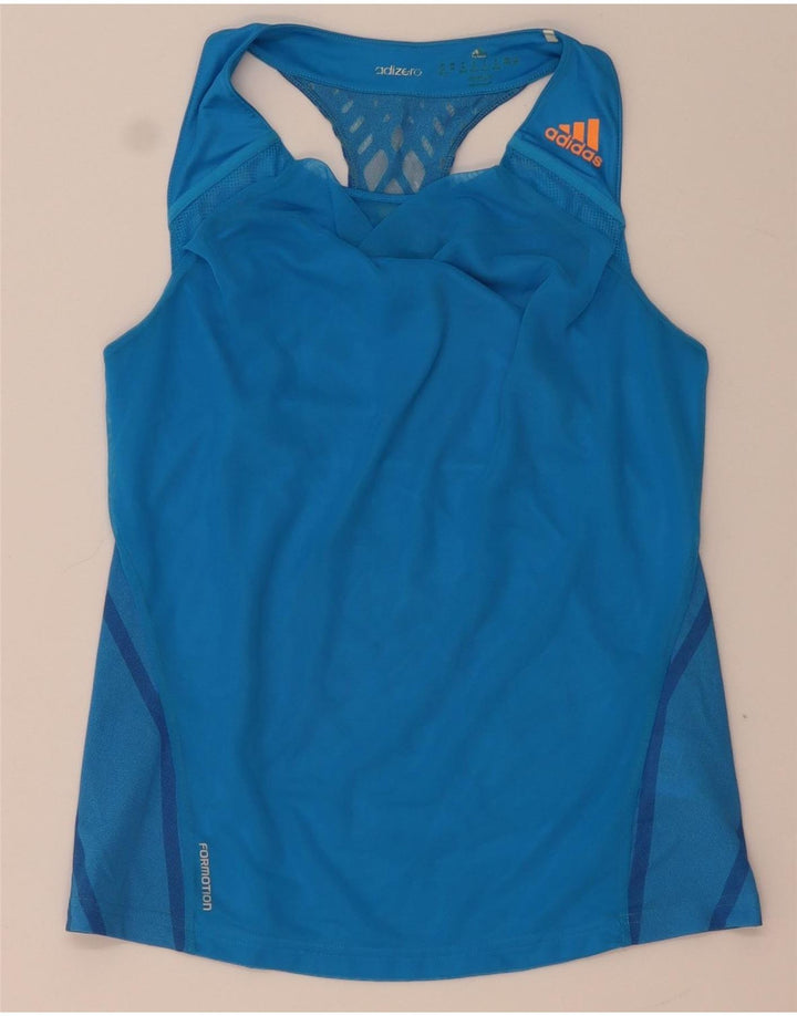 Adidas Womens Climacool Vest Top UK 12/14 Medium Blue Geometric Polyester