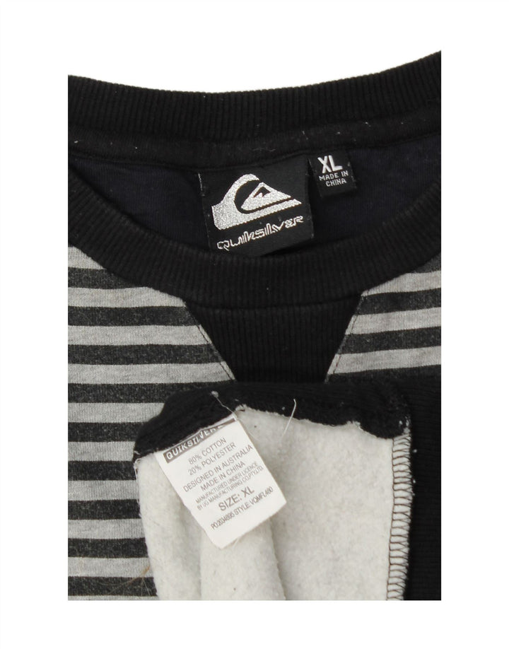 QUIKSILVER Mens Sweatshirt Jumper XL Black Striped Cotton