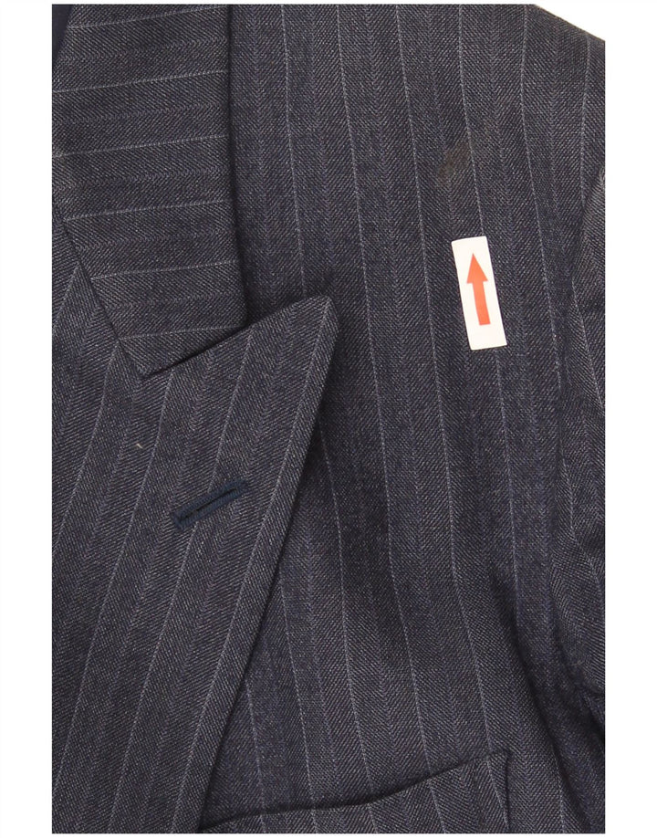 Vintage Mens Double Breasted Blazer Jacket UK 38 Medium Navy Blue Striped