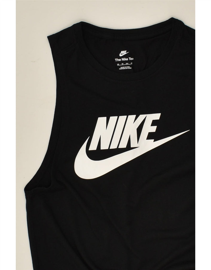 NIKE Womens Graphic Vest Top UK 4 XS Black Cotton | Vintage Nike | Thrift | Second-Hand Nike | Used Clothing | Messina Hembry 