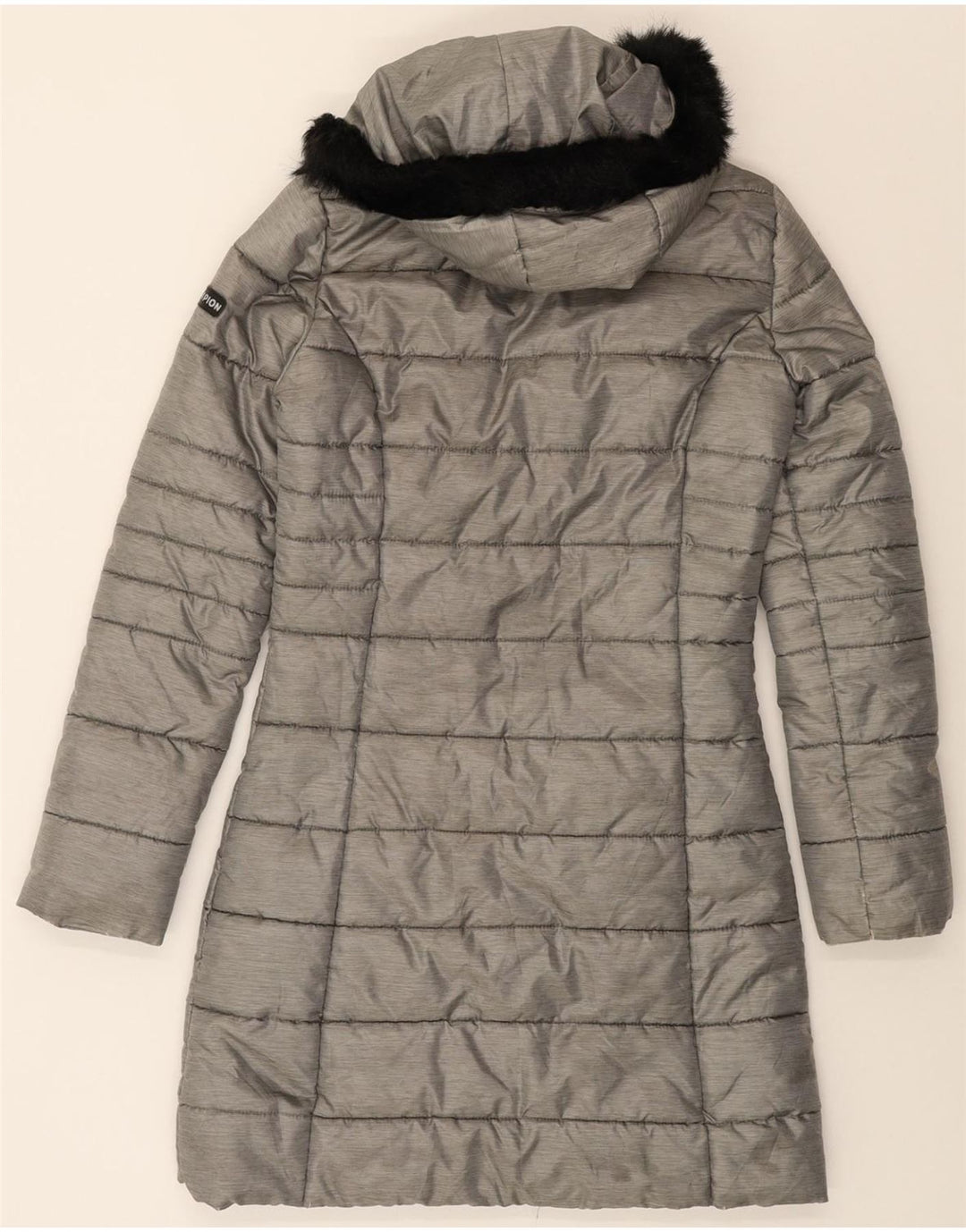 CHAMPION Womens Hooded Padded Coat EU 34 XS Grey Polyamide Vintage Champion and Second-Hand Champion from Messina Hembry 