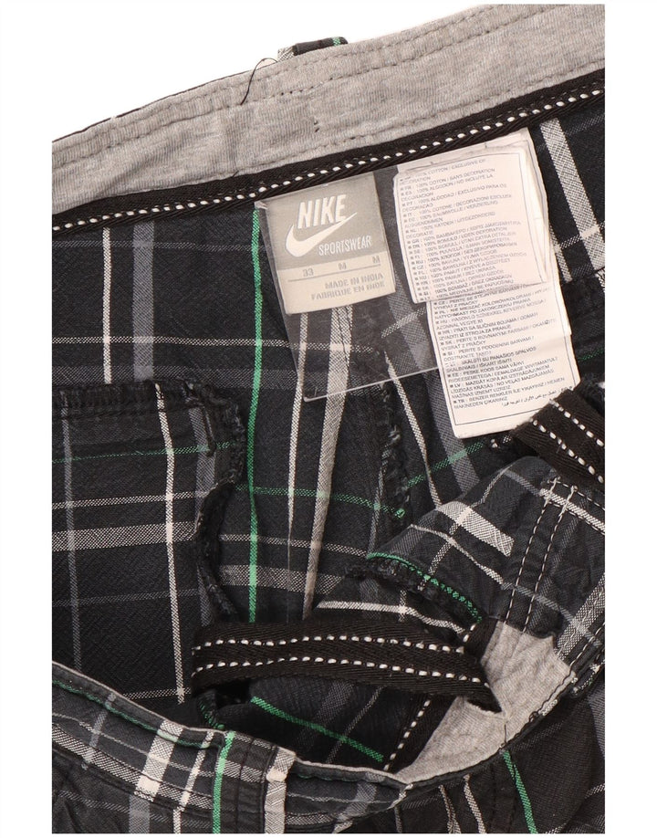 Nike Mens Casual Shorts W33 Medium Black Plaid Cotton Sports