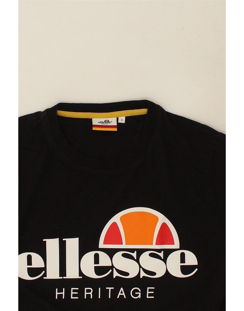 ELLESSE Mens Graphic T-Shirt Top Small Black Cotton | Vintage Ellesse | Thrift | Second-Hand Ellesse | Used Clothing | Messina Hembry 