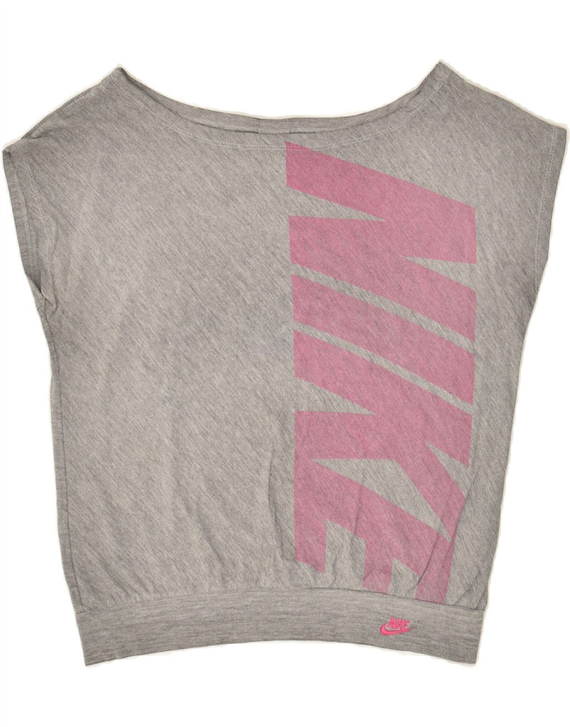NIKE Womens Graphic Vest Top UK 10/12 Medium Grey | Vintage Nike | Thrift | Second-Hand Nike | Used Clothing | Messina Hembry 