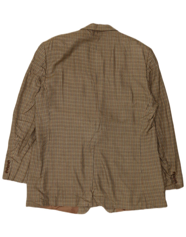 Chaps Mens 2 Button Blazer Jacket UK 46 3XL Green Houndstooth Silk