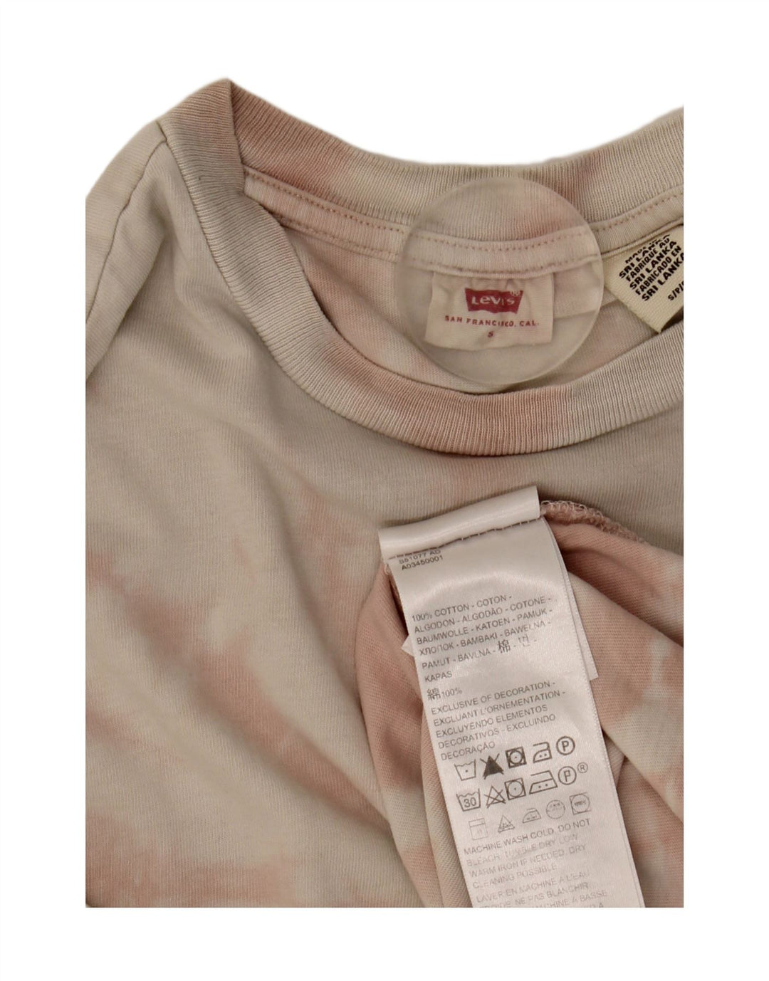 Levi's Mens T-Shirt Top Small Pink Tie Dye Cotton