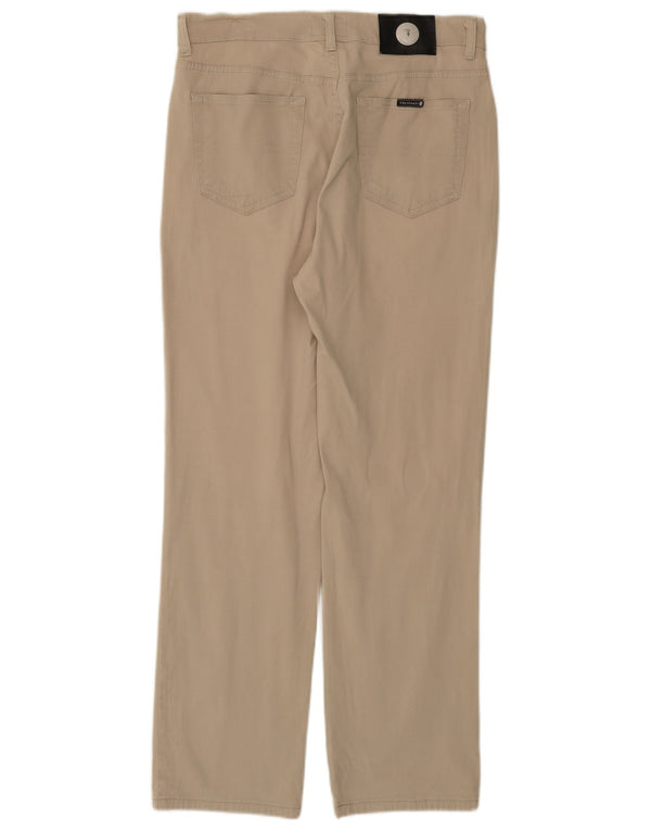 TRUSSARDI Mens Straight Casual Trousers IT 50 Large W34 L29 Beige Cotton