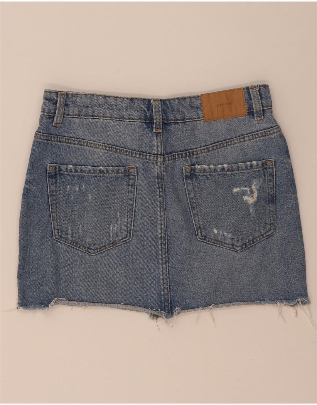 Zara Womens Distressed Mini Denim Skirt Small W26 Blue
