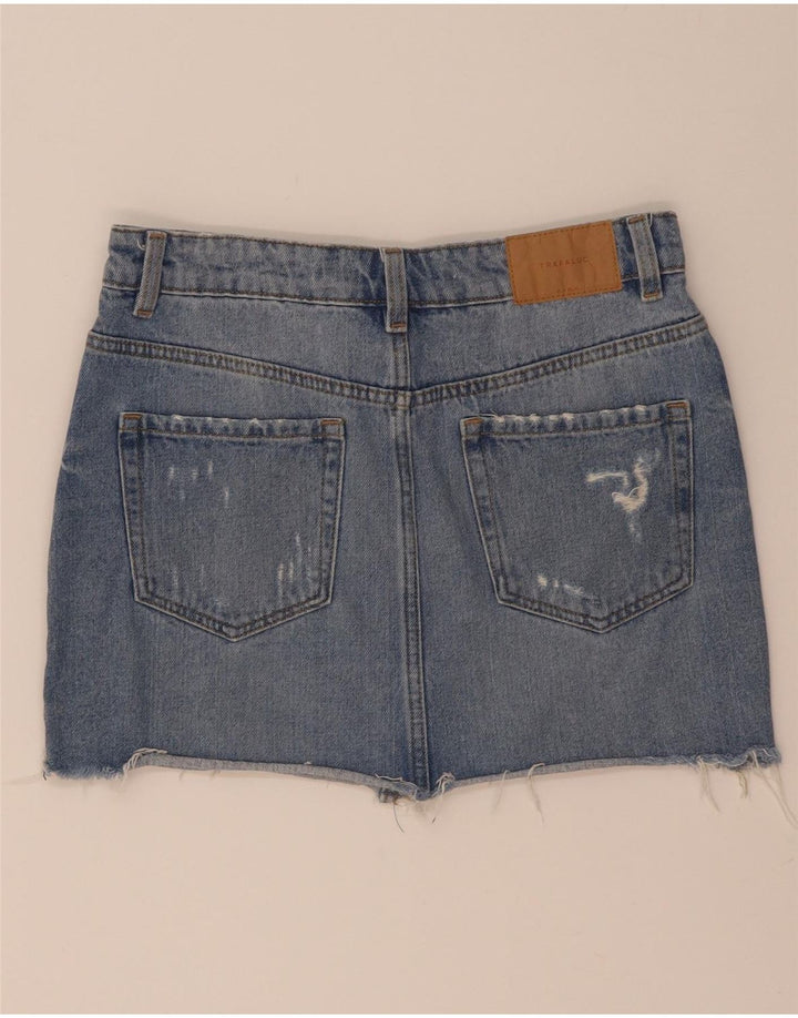 Zara Womens Distressed Mini Denim Skirt Small W26 Blue