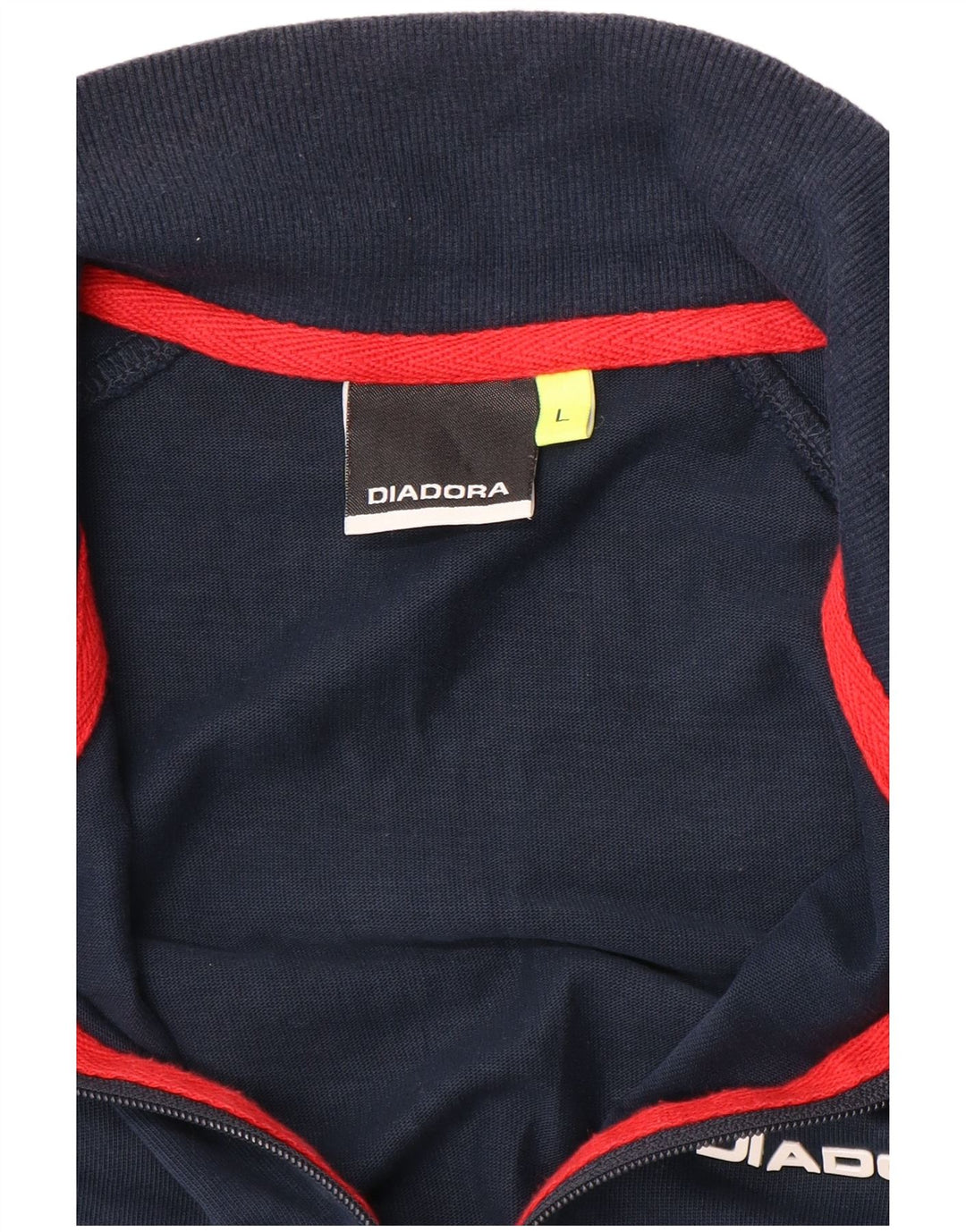 Diadora Mens Retro Tracksuit Top Jacket Large Navy Blue Colourblock