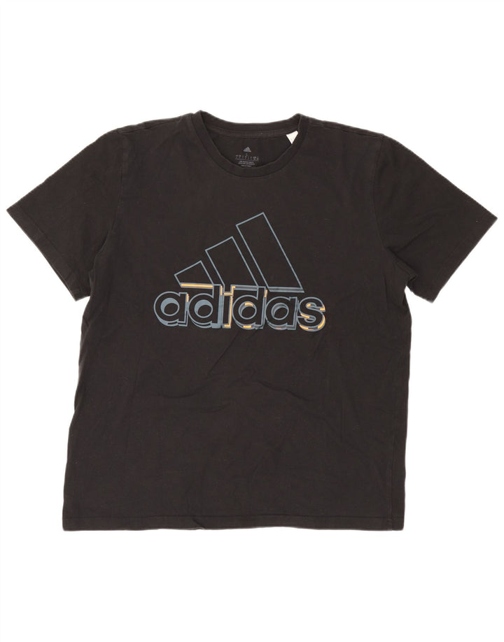 ADIDAS Mens Graphic T-Shirt Top Large Black Cotton