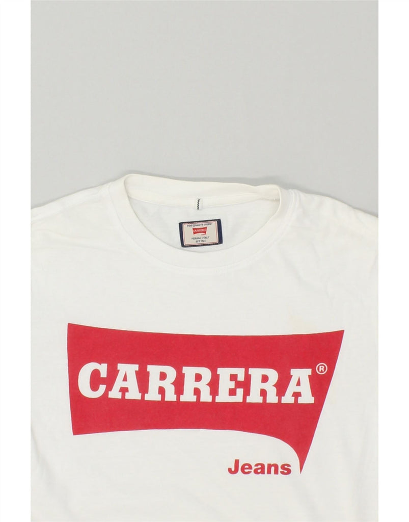 CARRERA Girls Graphic T-Shirt Top 9-10 Years White Cotton | Vintage Carrera | Thrift | Second-Hand Carrera | Used Clothing | Messina Hembry 