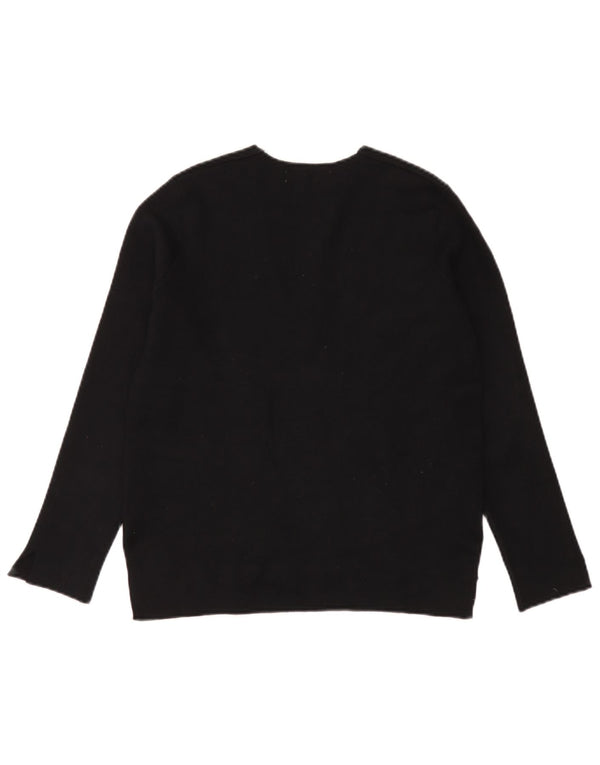 Zara Womens Loose Fit V-Neck Jumper Sweater UK 10 Small Black Viscose