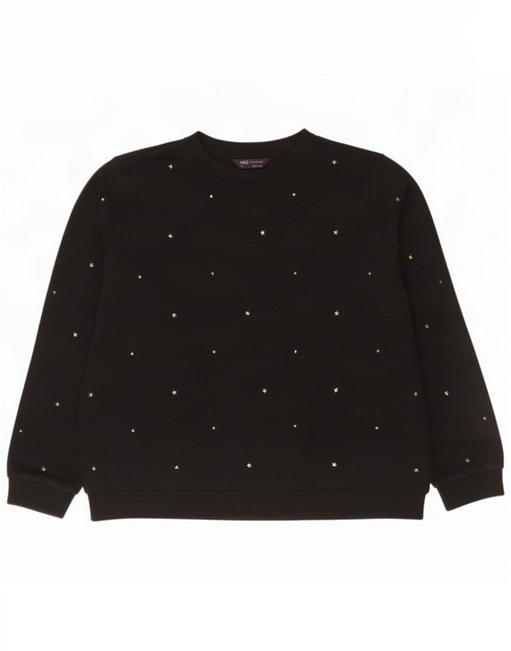 Marks & Spencer Womens Sweatshirt Jumper UK 16 Large Black Spotted