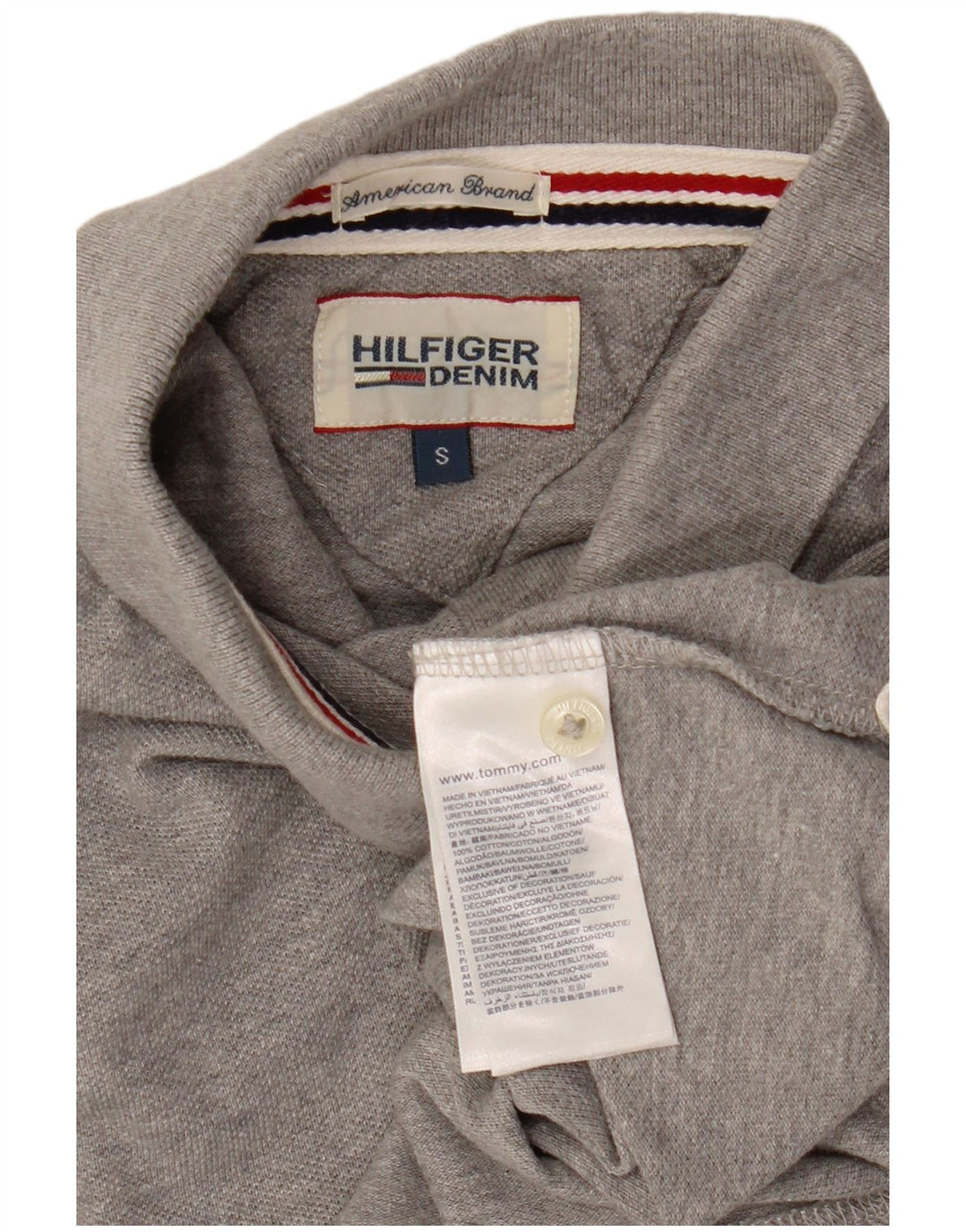 TOMMY HILFIGER Mens Polo Shirt Small Grey Cotton