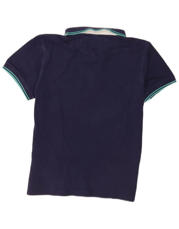 Tommy Hilfiger Mens Polo Shirt Large Navy Blue Striped Cotton