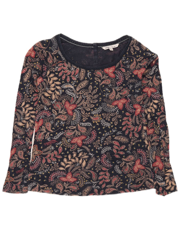 Fat Face Womens Long Sleeve Blouse Top UK 10 Small Navy Blue Paisley Cotton