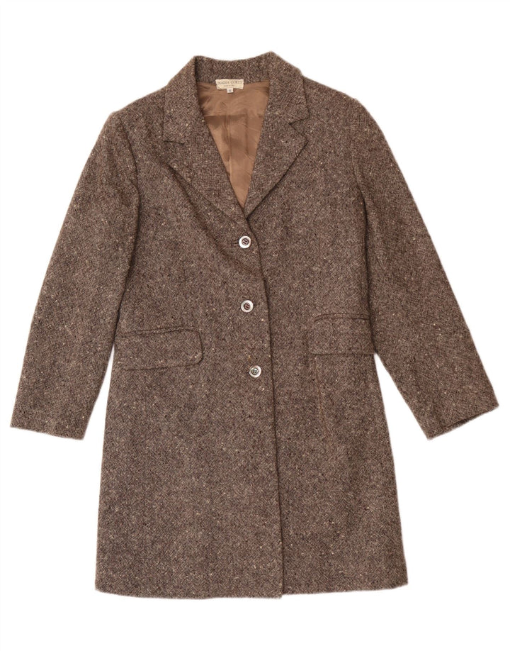 Vintage Womens Overcoat UK 10 Small Beige Flecked Wool