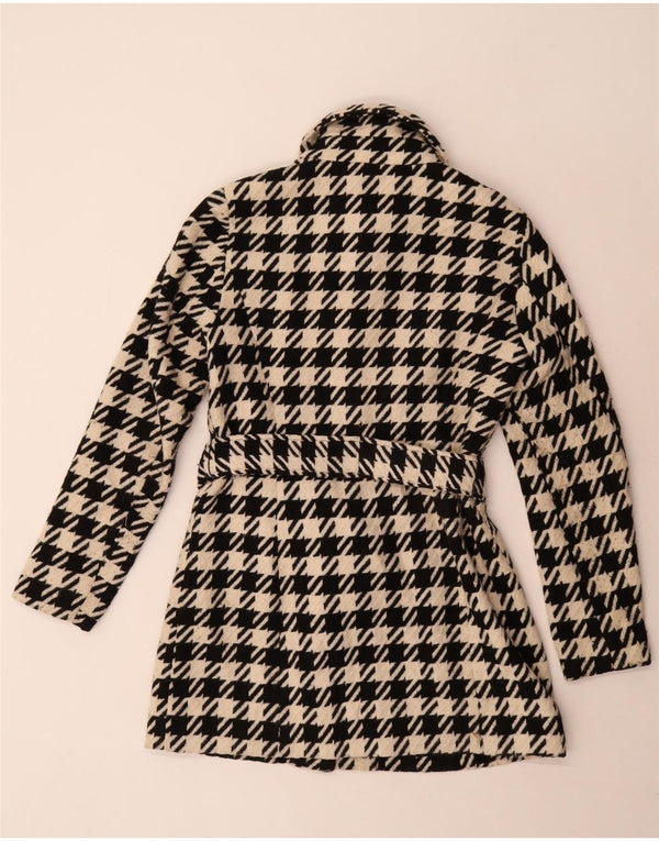 Guess Womens Overcoat UK 10 Small Black Houndstooth Polyester