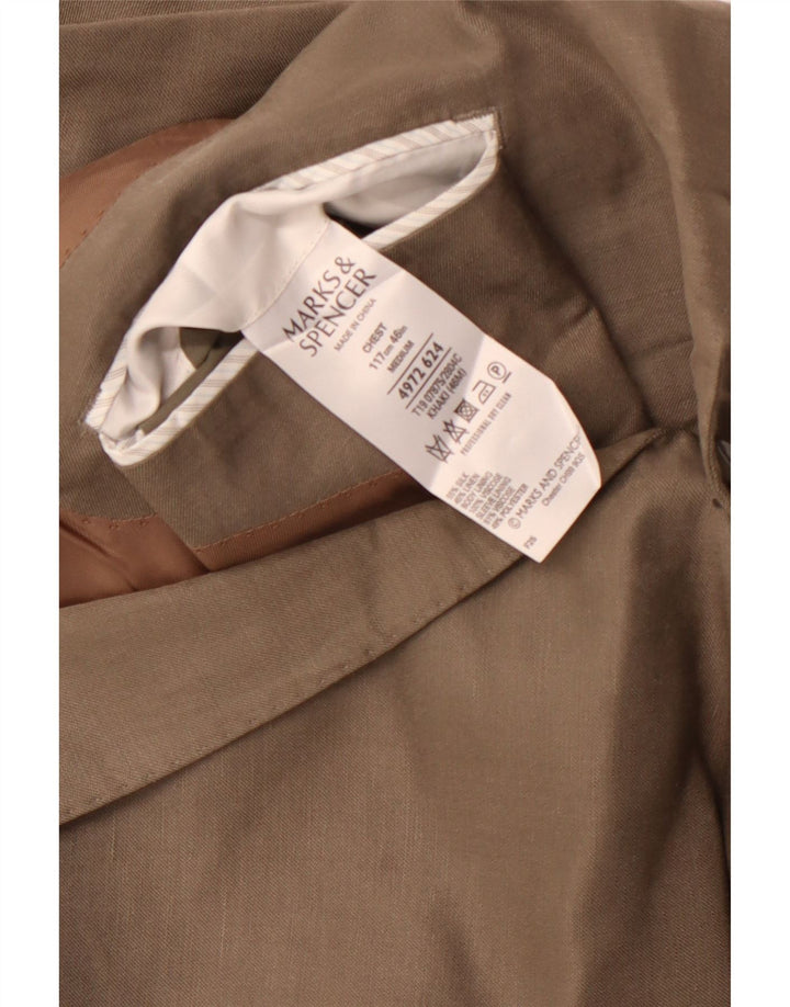 Marks & Spencer Mens 2 Button Blazer Jacket UK 38 Medium Khaki Silk