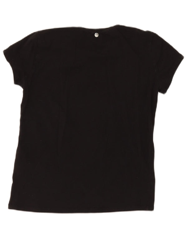 Liu Jo Womens Graphic T-Shirt Top UK 12 Medium Black Cotton