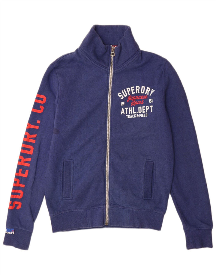 Superdry Mens Graphic Tracksuit Top Jacket Medium Navy Blue Cotton