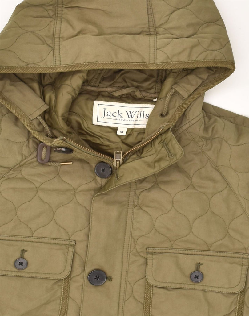 JACK WILLS Mens Hooded Utility Jacket UK 38 Medium Khaki Polyester | Vintage Jack Wills | Thrift | Second-Hand Jack Wills | Used Clothing | Messina Hembry 