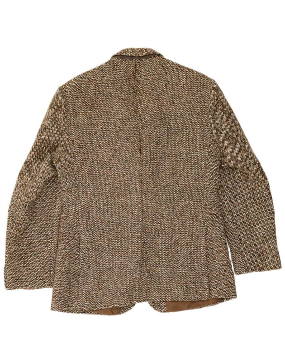 Harris Tweed Mens 2 Button Blazer Jacket UK 40 Large Brown Herringbone Wool