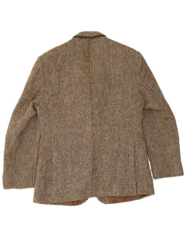 Harris Tweed Mens 2 Button Blazer Jacket UK 40 Large Brown Herringbone Wool