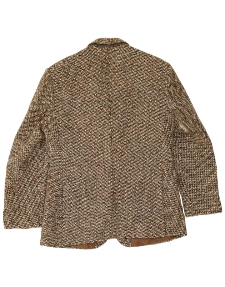 Harris Tweed Mens 2 Button Blazer Jacket UK 40 Large Brown Herringbone Wool