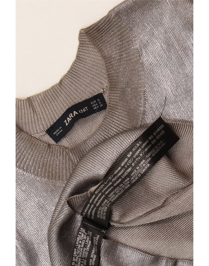 Zara Womens Top Long Sleeve UK 8 Small Grey Viscose